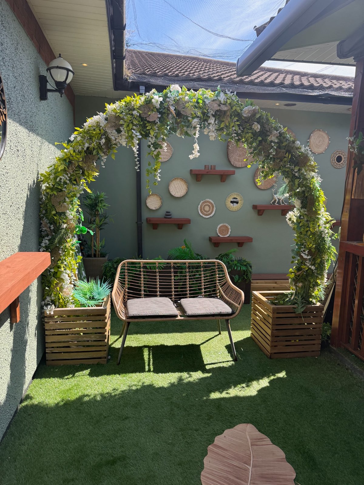 A peaceful seating area in the Reset Garden